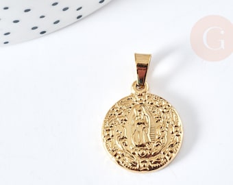 Round blank gold steel medal pendant, nickel-free gold pendant, gold steel, gold medal, 22mm, X1 G2651