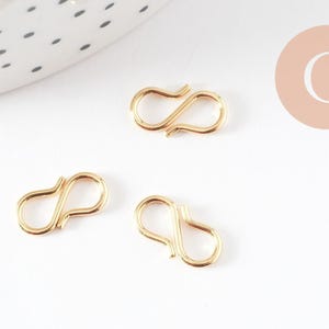 Chiusure a gancio a S in acciaio inossidabile 304 dorato 12,5 mm, x2 G9721