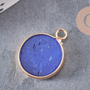 Natural blue jade round pendant, round pendant, 20.5mm, x1 G2173