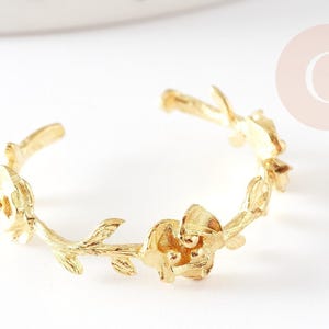 Adjustable ring, raw brass flowers, 20mm, x1 (G0357)