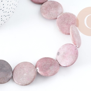 Perle a disco in diaspro rosa naturale da 25 mm, per la creazione di orecchini e collane, pietra naturale, confezione da 5 (G8276)