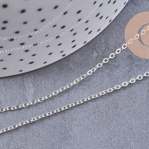 Collier Chaine complète avec fermoir laiton argenté forçat 2mm-40cm, x1 (G0574)