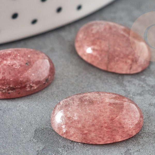 Cabochon ovale quartz fraise, quartz fraise naturel, pierre naturelle,18x13mm, X1 G2219