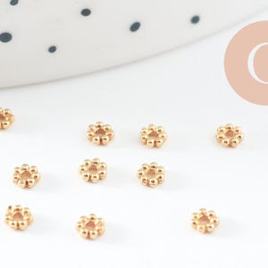 Spacer beads, flower-shaped washers, 304 stainless steel, gold plated, 3mm, x5 (G9832)