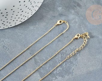 Chain with fine gold-plated 16K 2.5 micron 1.5mm clasp - 45/50cm x1 (G1898)
