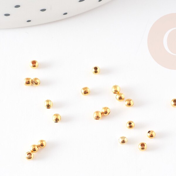 Perles intercallaires laiton doré, perles dorées, 2mm, X 10gr  G2444