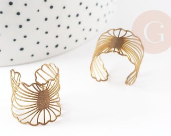 Adjustable ring wave raw brass 19mm, x2 (G0321)