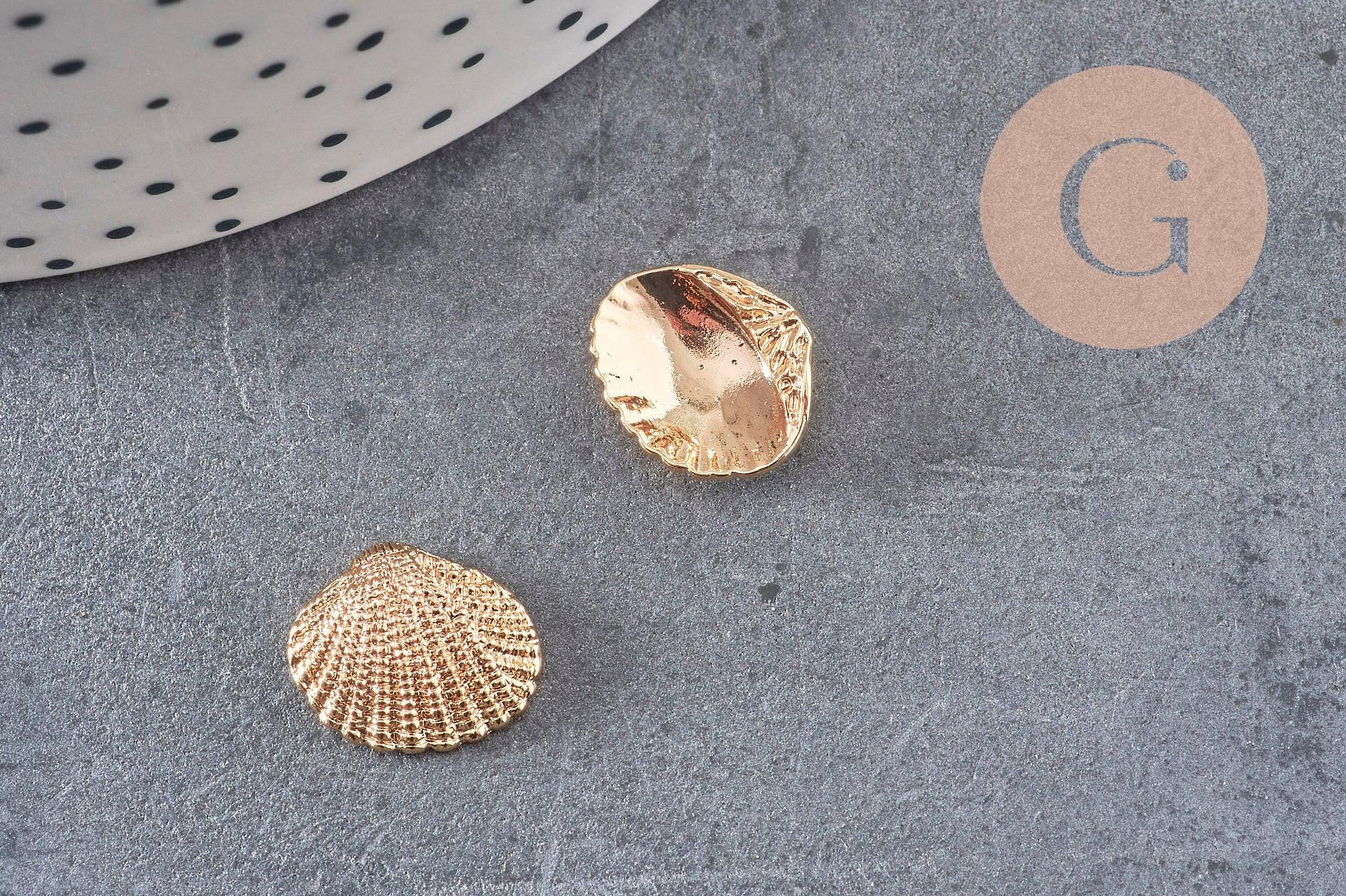 Pendentif Coquillage Naturel Avec Saphir Rose En Or Jaune 14k - Fait Main - Cadeau Bijoux Unique
