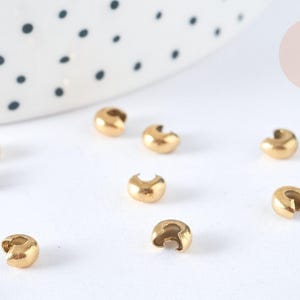 5 stainless steel 304 crimp bead covers with PVD gold plating (G7324)
