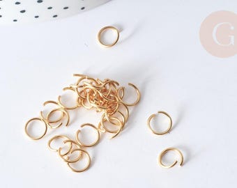 Round gold-plated stainless steel rings 7x0.8mm, x10 or x50 (G2406)