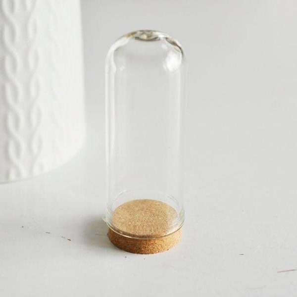 Mini glass bell and cork support, glass bottle, glass bell, display, jewelry creation, 71.5mm, unit, G1890