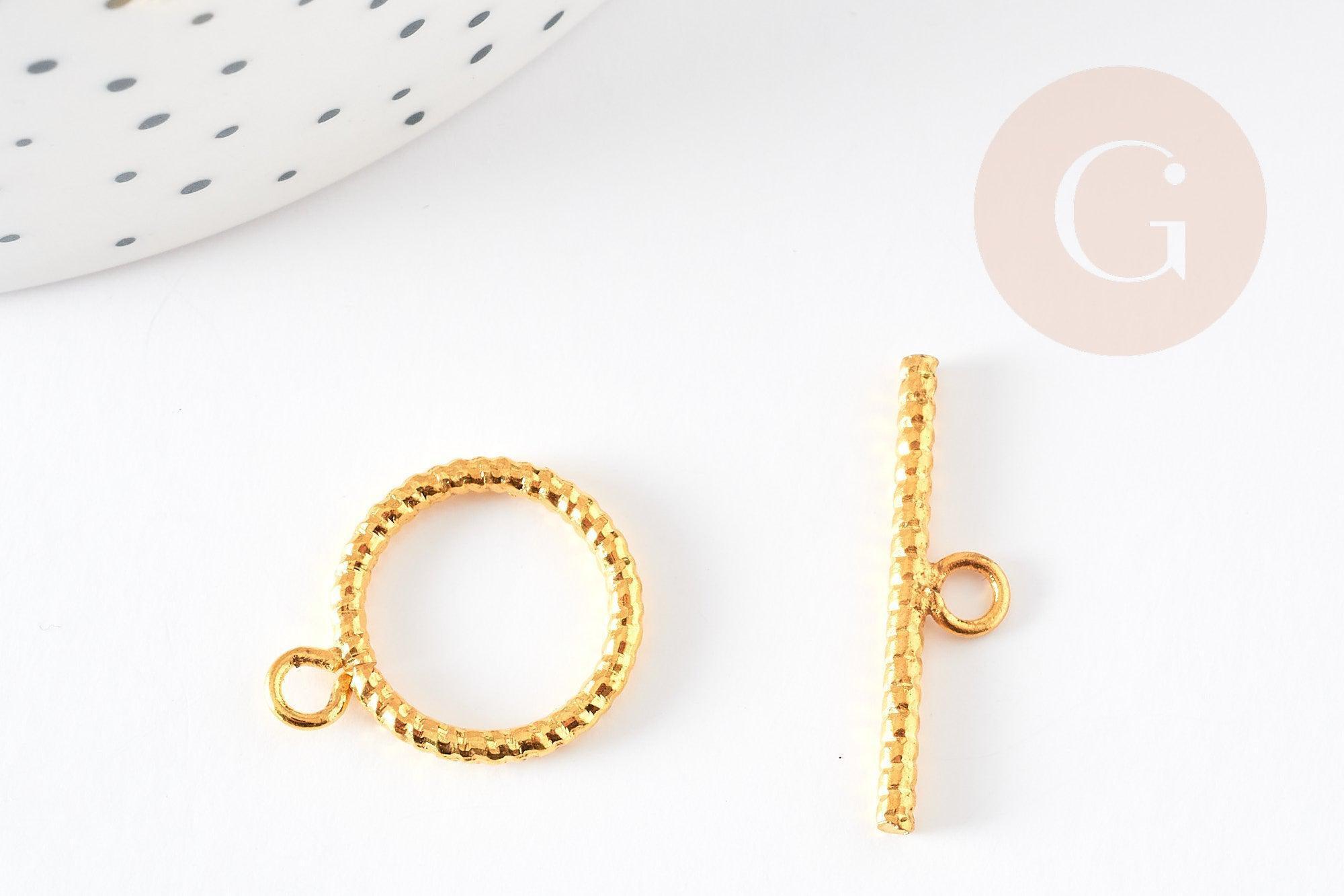 Twisted gold-plated brass T-clasp, large quality clasp, gold clasps, nickel-free gold-plated brass 16mm, x1 G2831