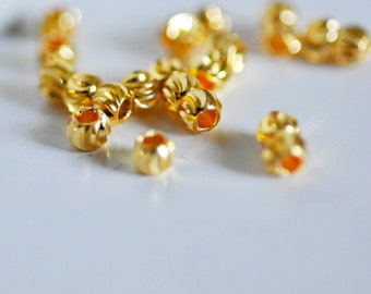 14k gold brass spacer beads, textured bead, spacer bead, golden beads, jewelry creation, Lot of 10.3mm-G1511