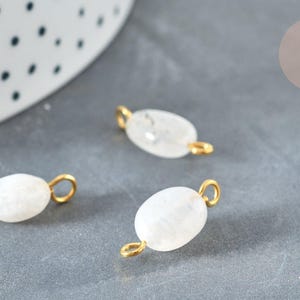 Natural white moonstone nuggets connector pendant 14-18 mm, stone jewelry pendant, x1 G7355