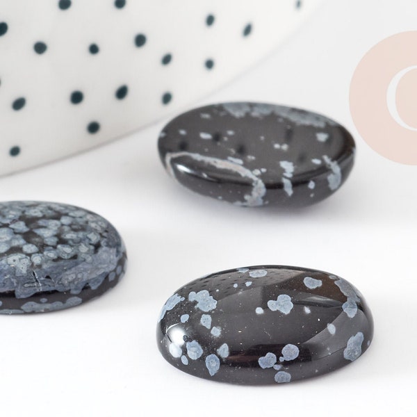 Snow obsidian cabochon, oval cabochon, natural obsidian, stone cabochon, 20x15mm, X1 G2229