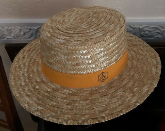 Veuve Clicquot Champagne PANAMA Style STRAW BOATER Hat One Size Approx 58 cms