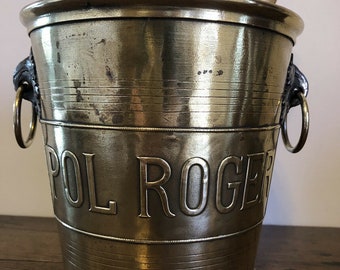 Pol Roger 1930s Antique Champagne Ice Bucket Brass Cooler Vintage Rare  Used Condition Argit France [5]