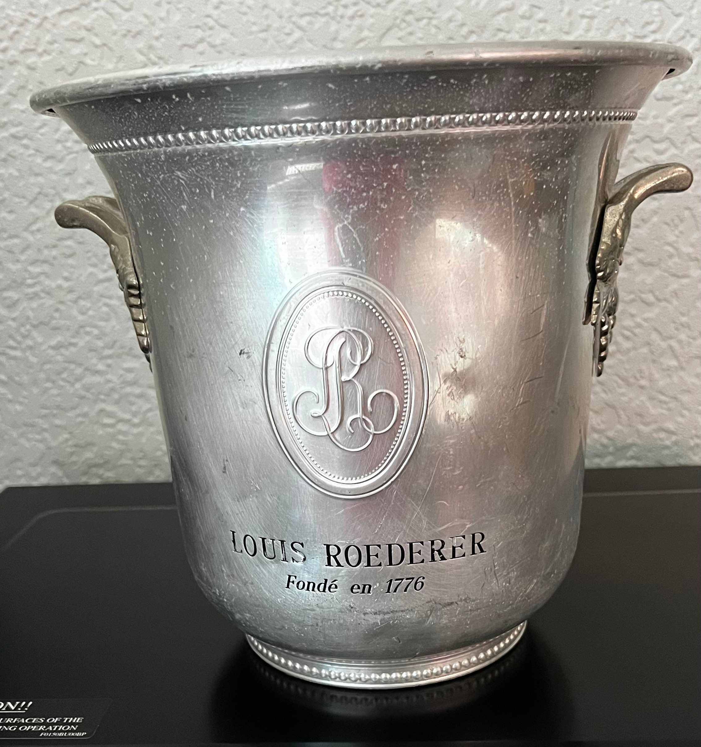Louis Roederer Cristal Champagne Bucket Cooler Fixed VINE Handles