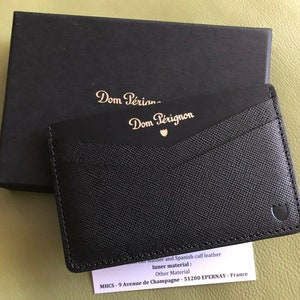 Porta carte di credito in pelle DOM PERIGNON CHAMPAGNE in scatola Dom Perignon con marchio, regalo favoloso mai usato