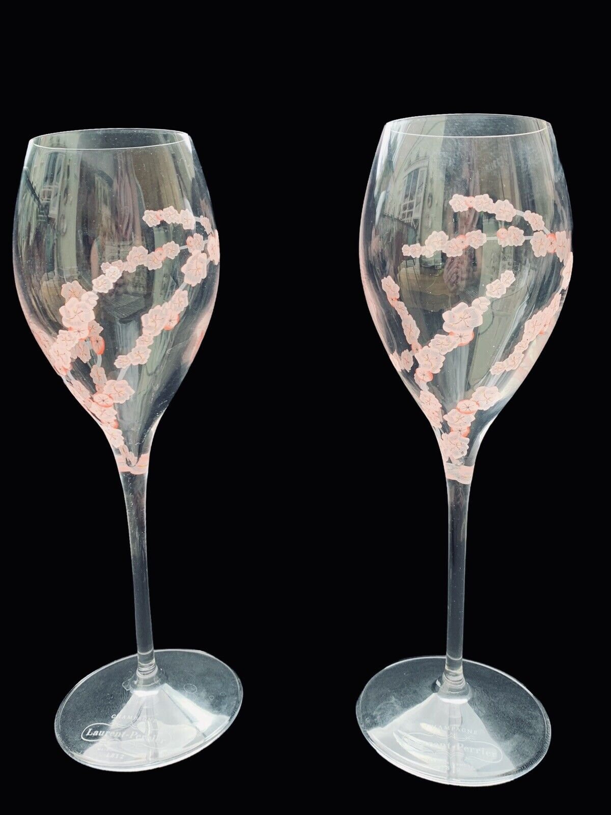 2 X Laurent Perrier Champagne ROSE FLOWER glass Discontinued