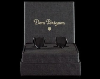 DOM PERIGNON  Champagne  Ultra STYLISH  Black Shield Cufflinks New in Dom Perignon Branded Giftbox