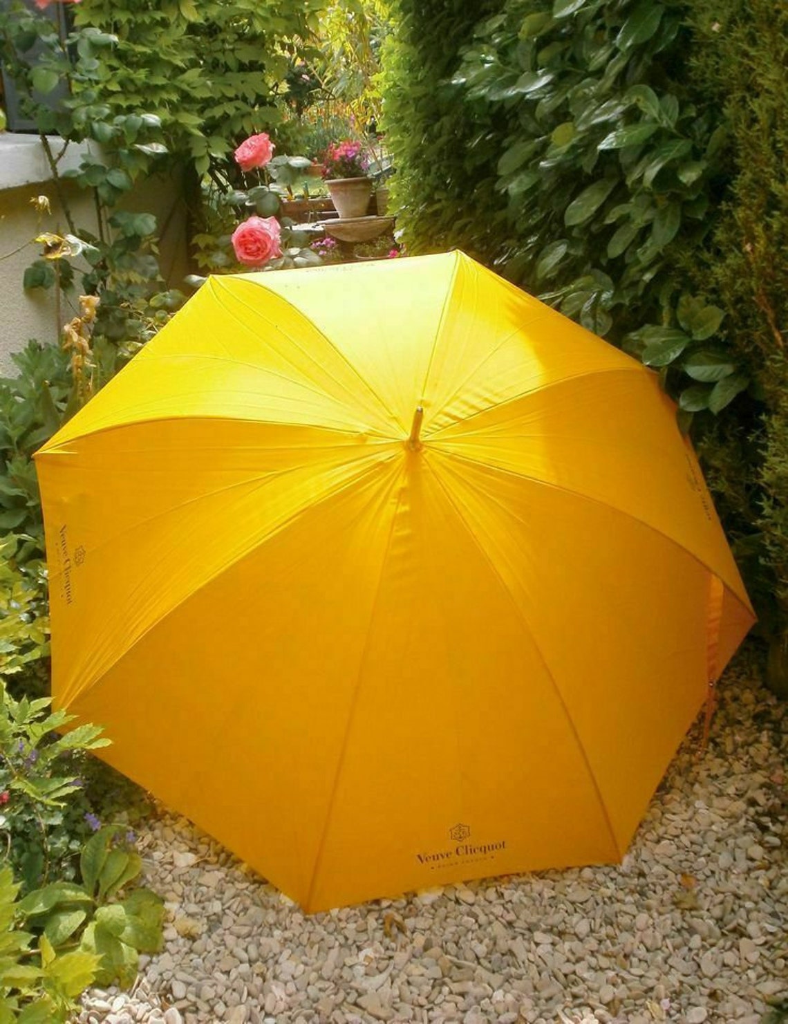 Veuve Clicquot Champagne Golf Umbrella Wooden Handle Fabulous Etsy