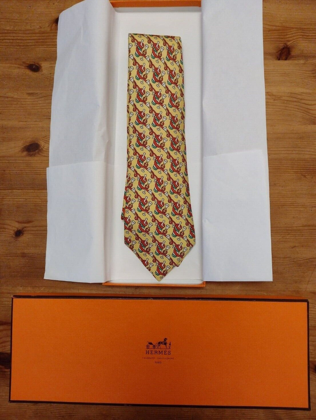 Hermes Men's Silk Neck Tie Orange - Hermes Preloved Neck Tie