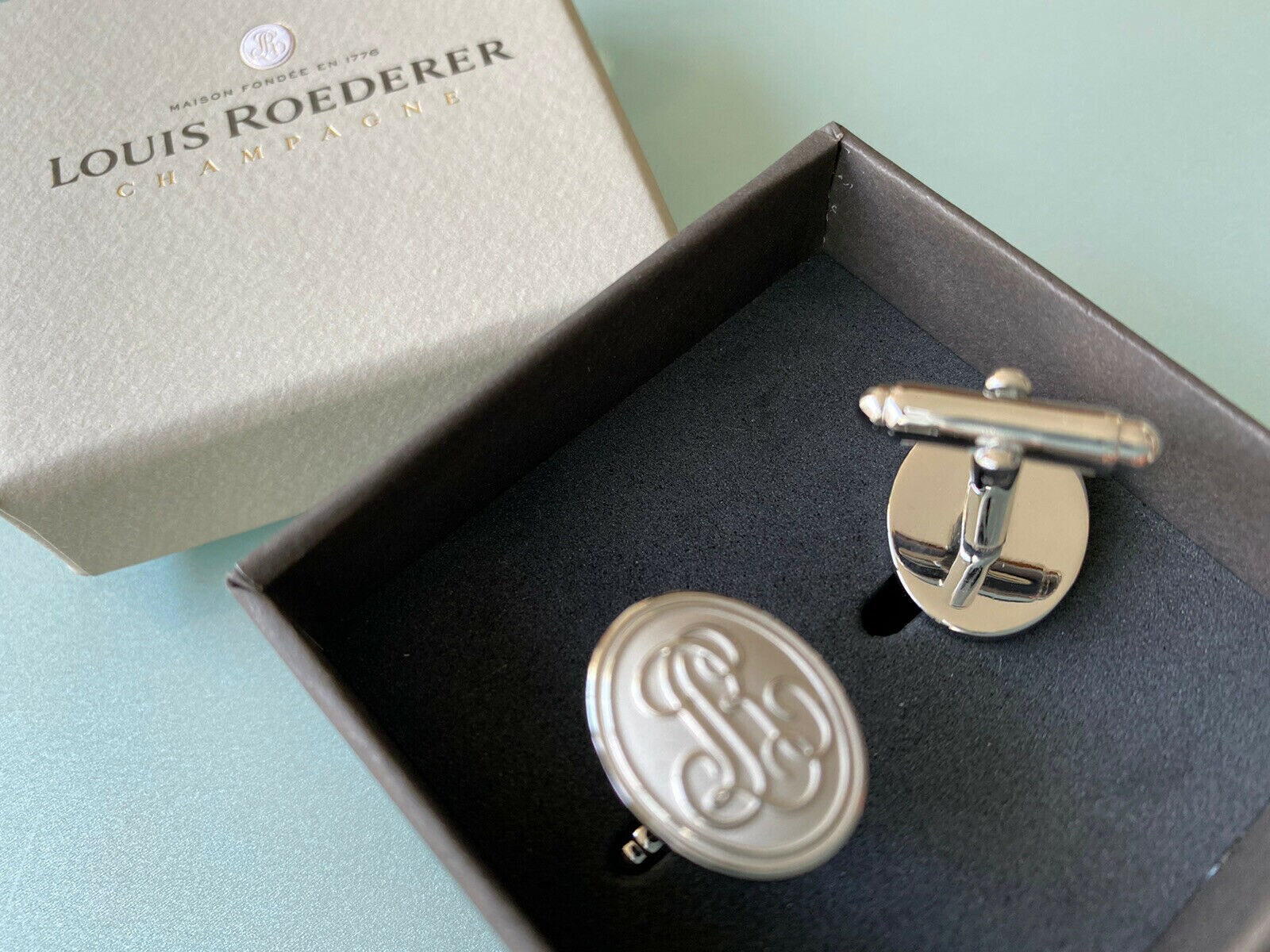 CRISTAL LOUIS ROEDERER Champagne Cufflinks in Branded Giftbox 