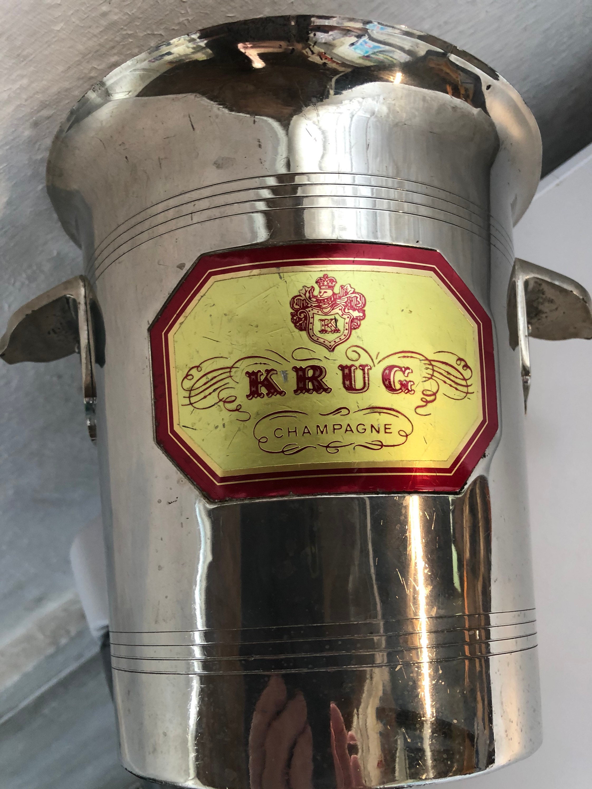 KRUG Champagne Vintage Steel Golden Label Bucket Cooler 1970s Etsy