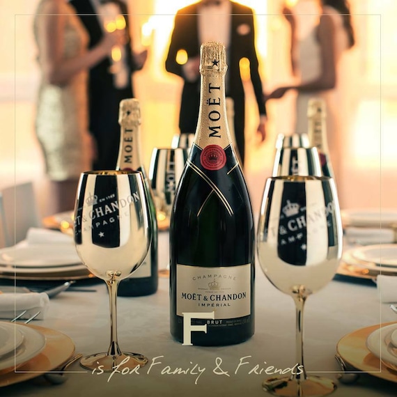 2 X Moet Chandon Glass Champagne XL EXTRA LARGE Golden
