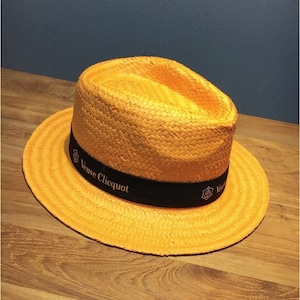 Veuve Clicquot Champagne PANAMA Style  BOATER Hat One Size Approx 57 cms New
