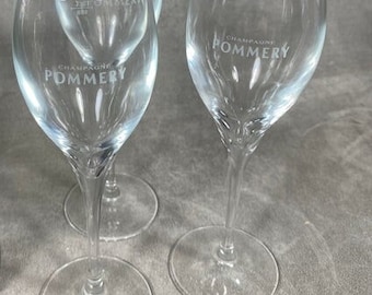6 X POMMERY CHAMPAGNE Glasses Brand New Unused 19 Cms Tall 16 Cls In Original Box