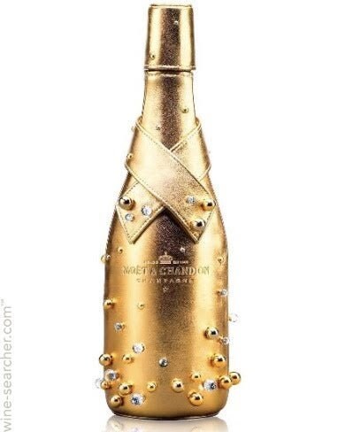 MOET CHANDON Champagne Midnight Gold Lambskin Bottle Cover