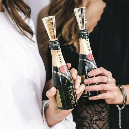 6 X Moet Chandon Champagne BOTTLE SIPPERS Golden Acrylic
