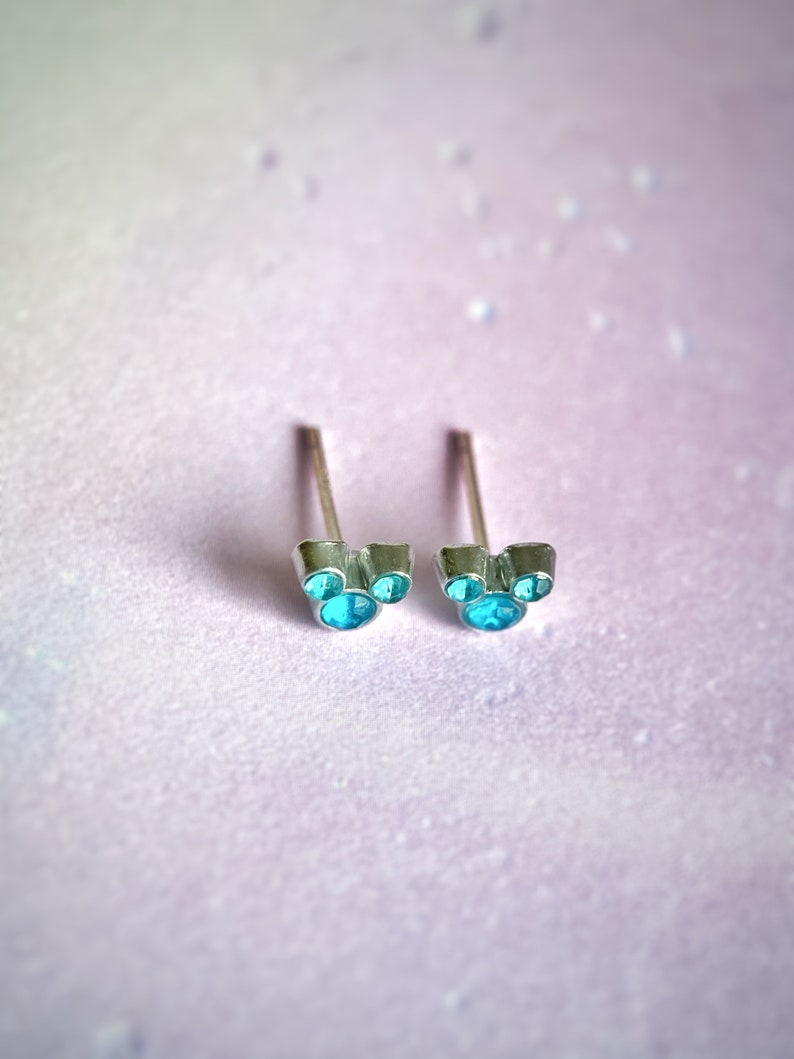 Cute Little Turqouise Gemstone Disney Mickey Mouse Inspired EarringsMickey Mouse Stud Earrings Disney Jewellery Disney Gift