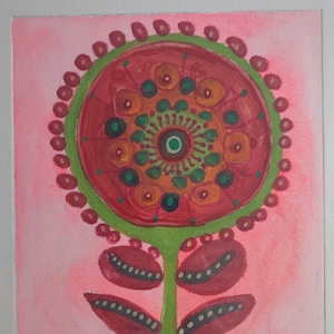 original art printmaking monotype Hybrid Flower 4 unique piece