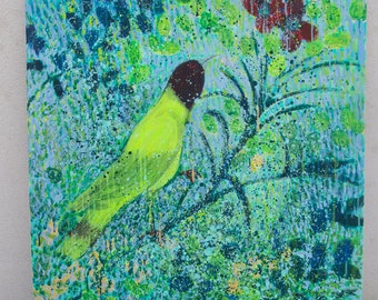 original painting on canvas acrylic Eden Bird