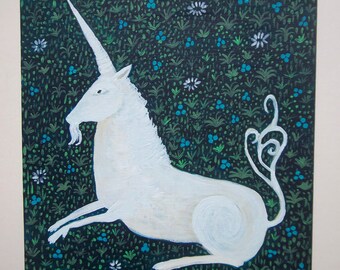 Licorne peinture originale sur carton toilé