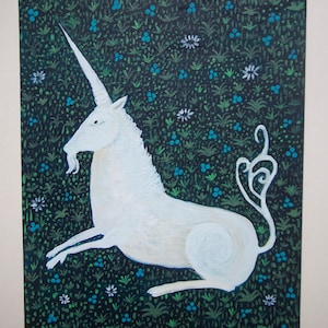 Licorne peinture originale sur carton toilé
