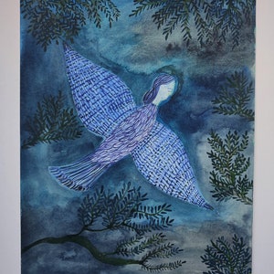 original painting gouache and watercolor Philomele mythology