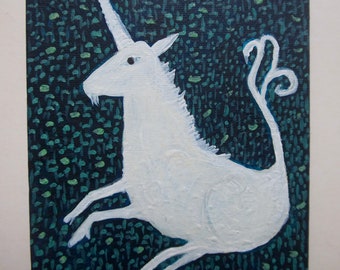 Petite licorne peinture originale sur carton toilé