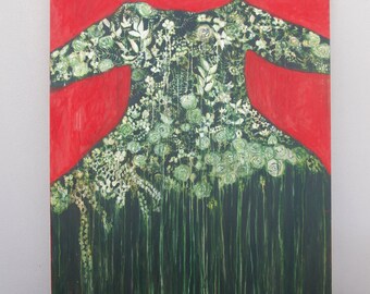 original painting 130x97 cm acrylic on canvas Tapestry Dress