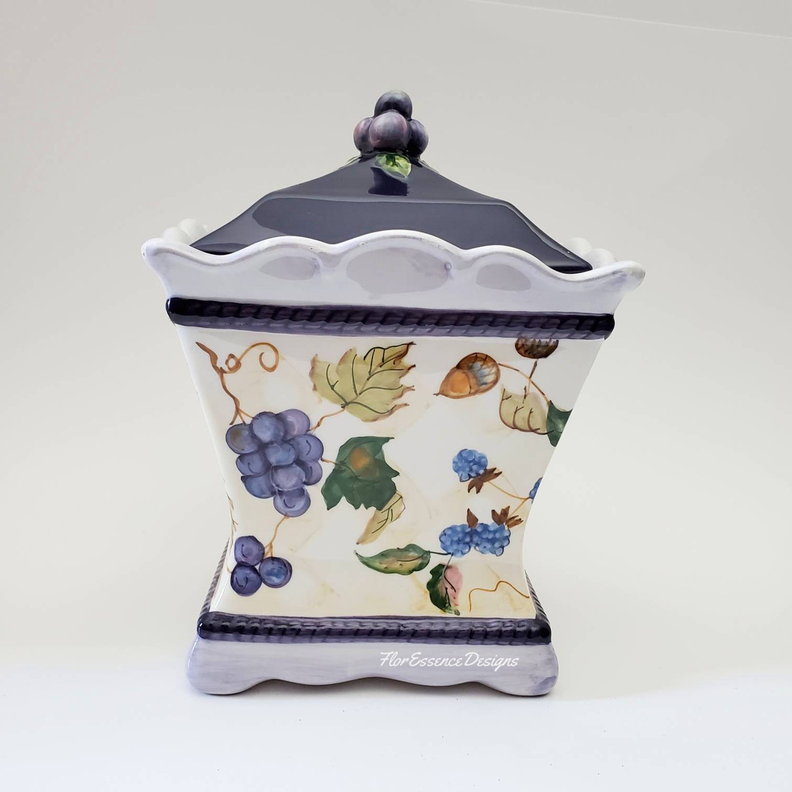 Bote vintage con tapa tarro de galletas púrpura para encimera | Etsy