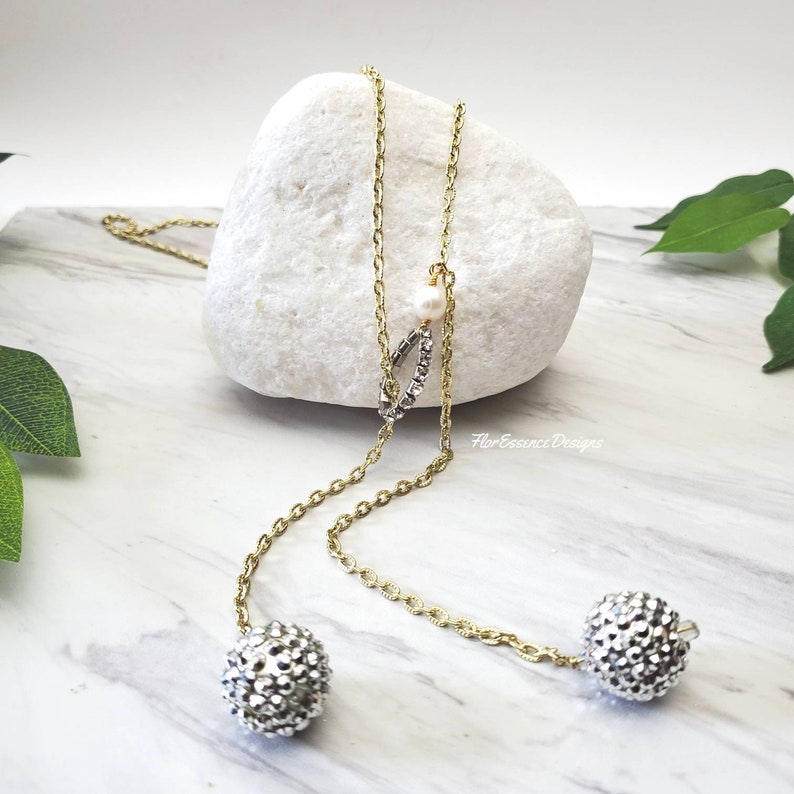 Long Gold Chain Lariat Necklace Dainty Open Necklace with Pearl Open End Y Necklace for Women Minimalist Delicate Statement Jewelry Gift