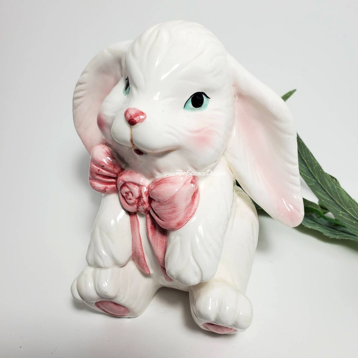 Ceramic Bunny Figurine Small Rabbit Book Shelf Decor Vintage Etsy