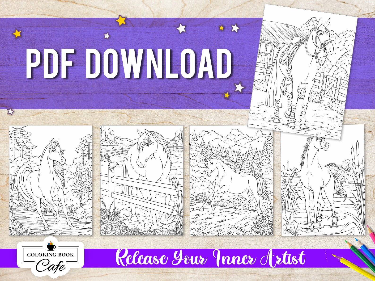 Horses Coloring Book - Etsy