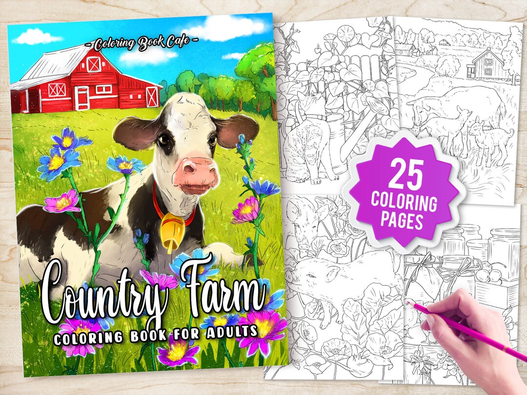 Country Farm Coloring Book for Adults - Etsy