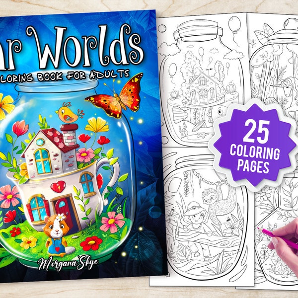 Jar Worlds Coloring Book For Adults