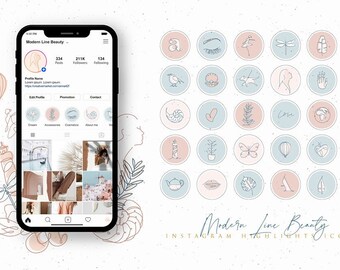 Modern Line Beauty Instagram Highlight Icons