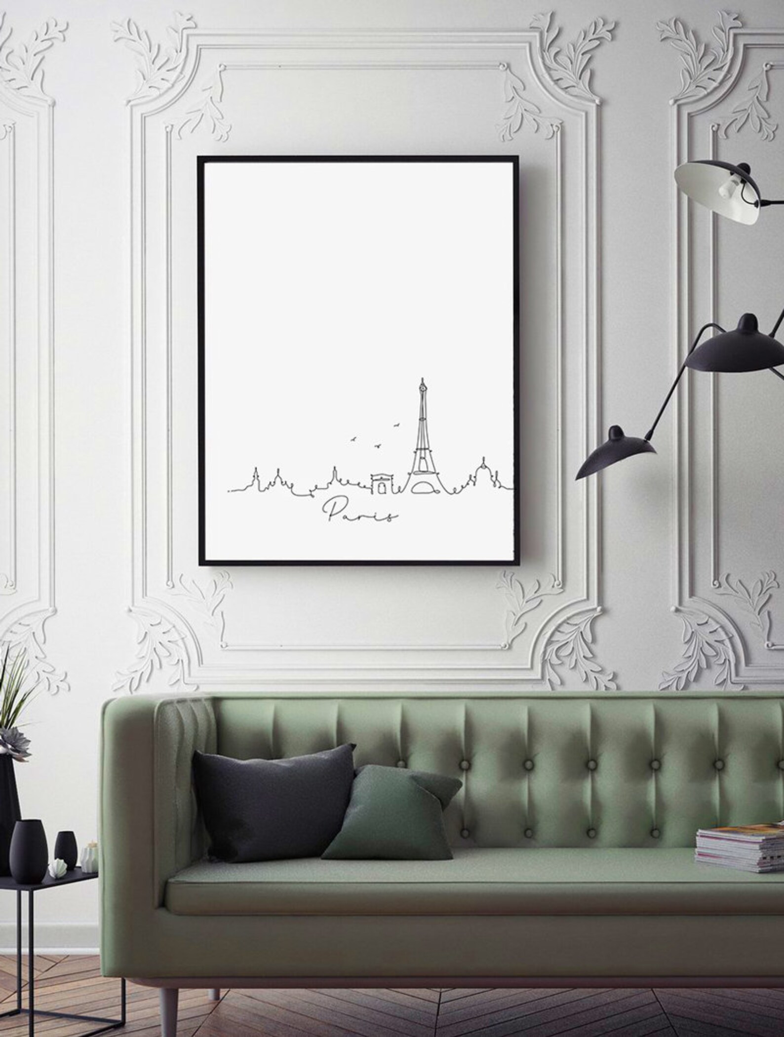 Paris Skyline Wall Art Print Poster Paris Cityscape New Etsy